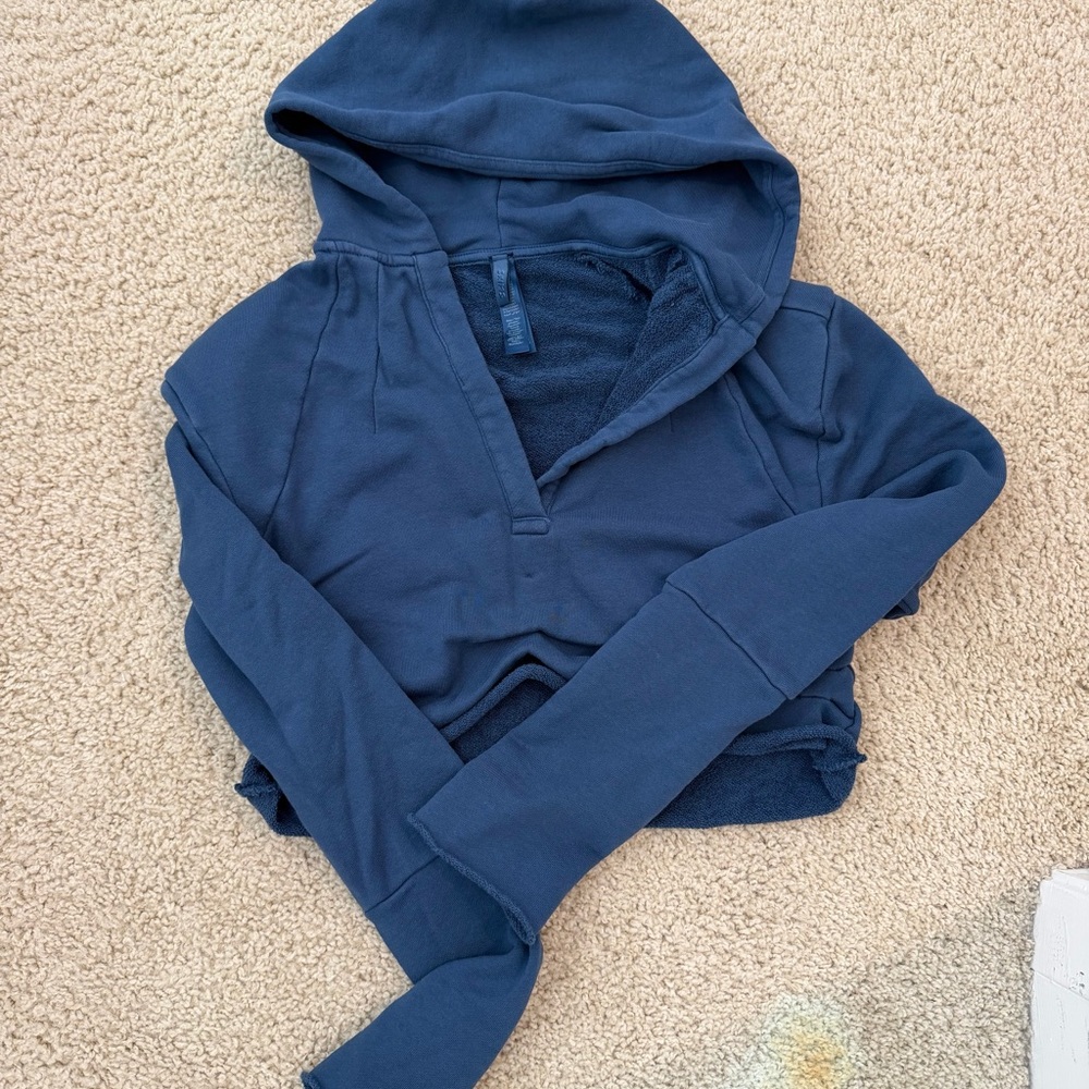 Skims French Terry shoulder pad cropped Hooded Sweatshirt